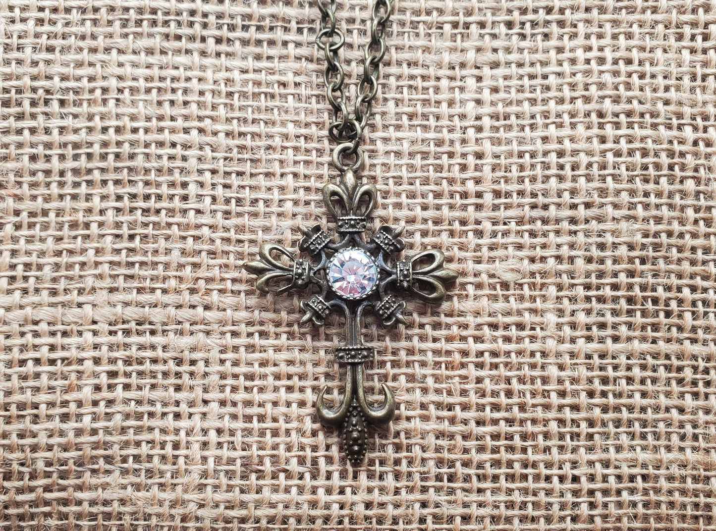 Antique Brass Cross Necklace