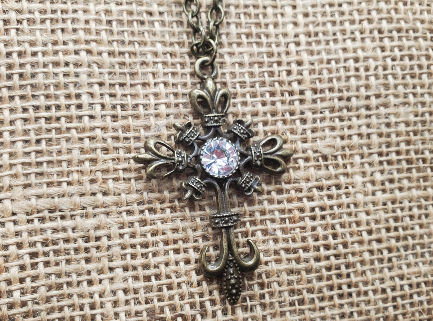 Antique Brass Cross Necklace