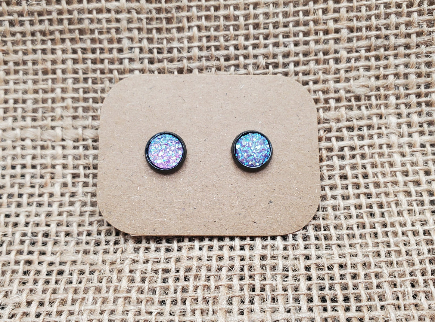 Purple Stud on Black - 8mm