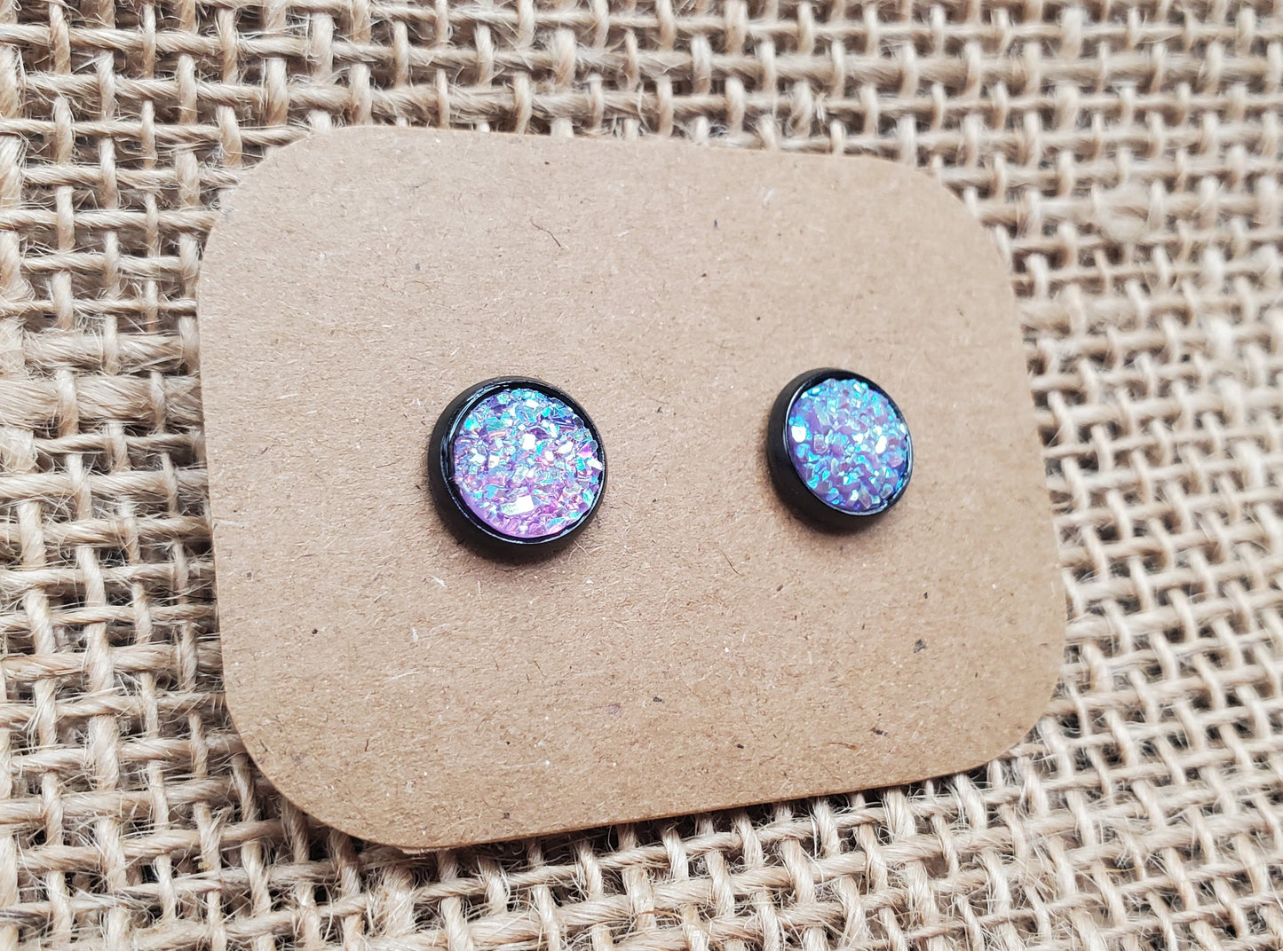 Purple Stud on Black - 8mm