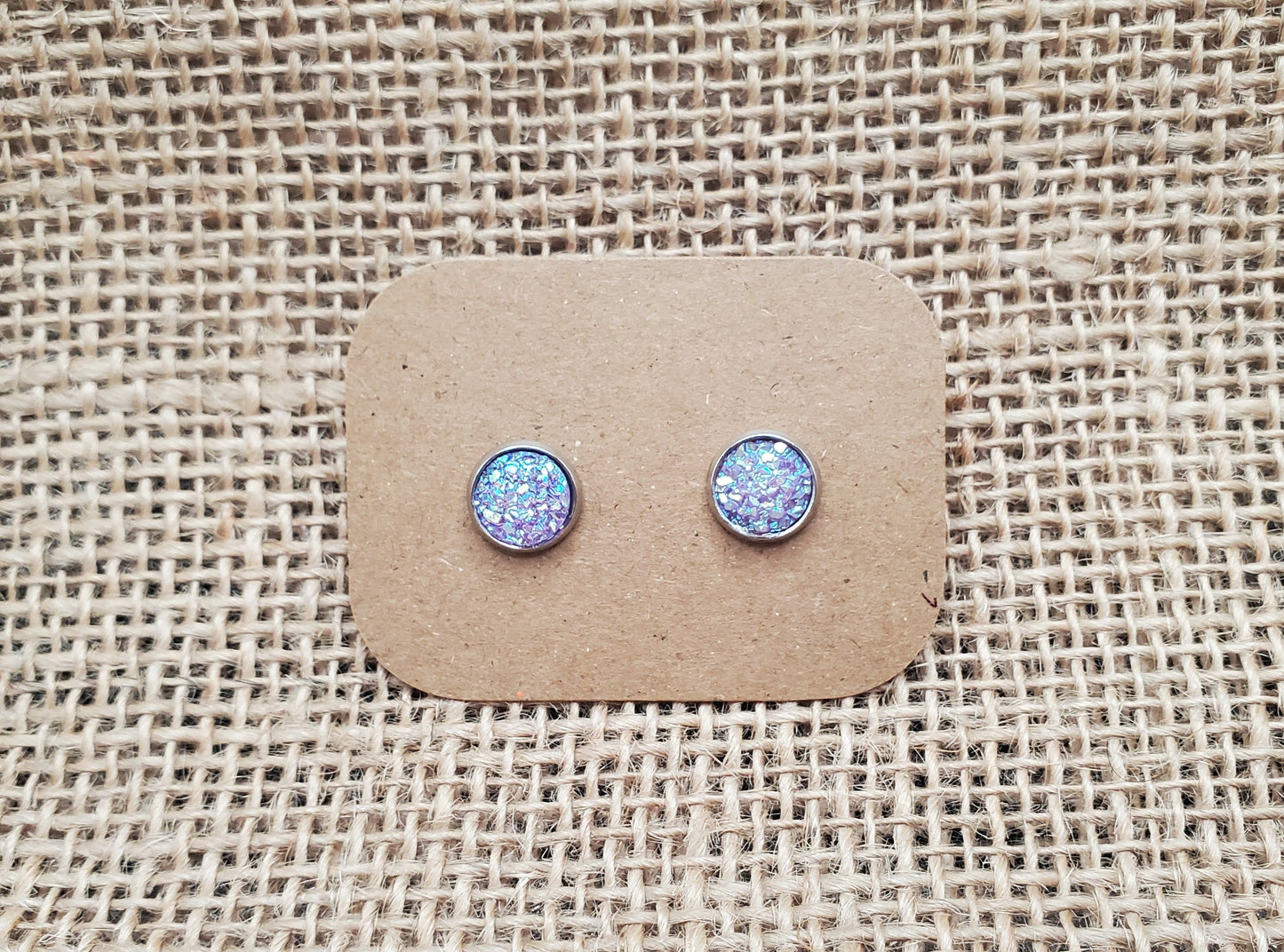 Purple Stud on Silver - 8mm