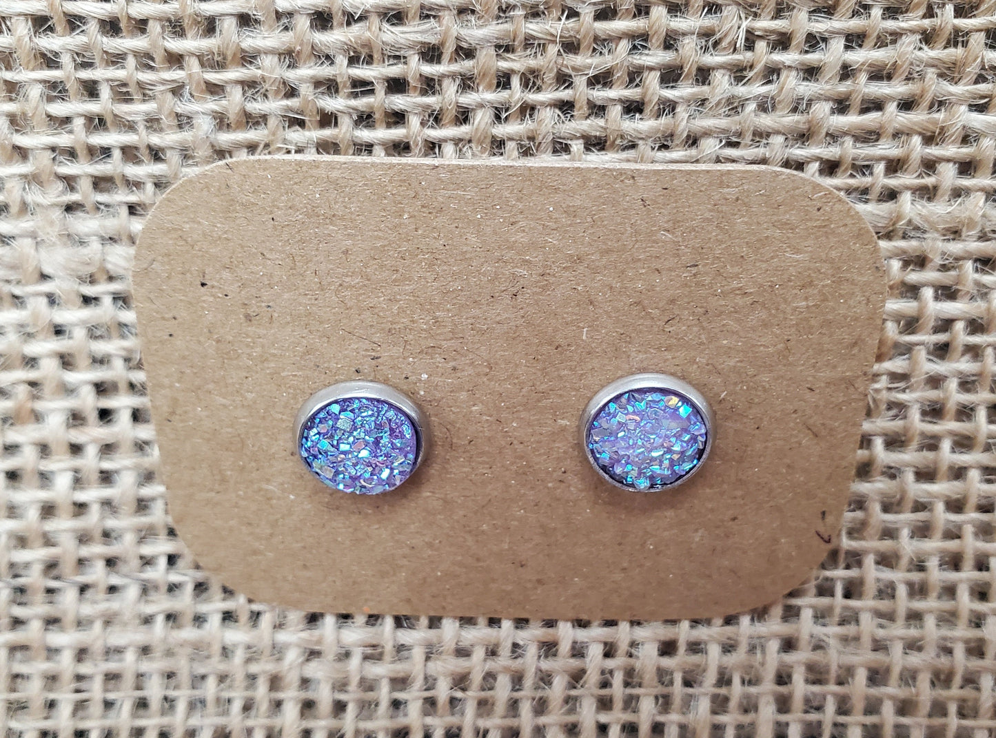 Purple Stud on Silver - 8mm