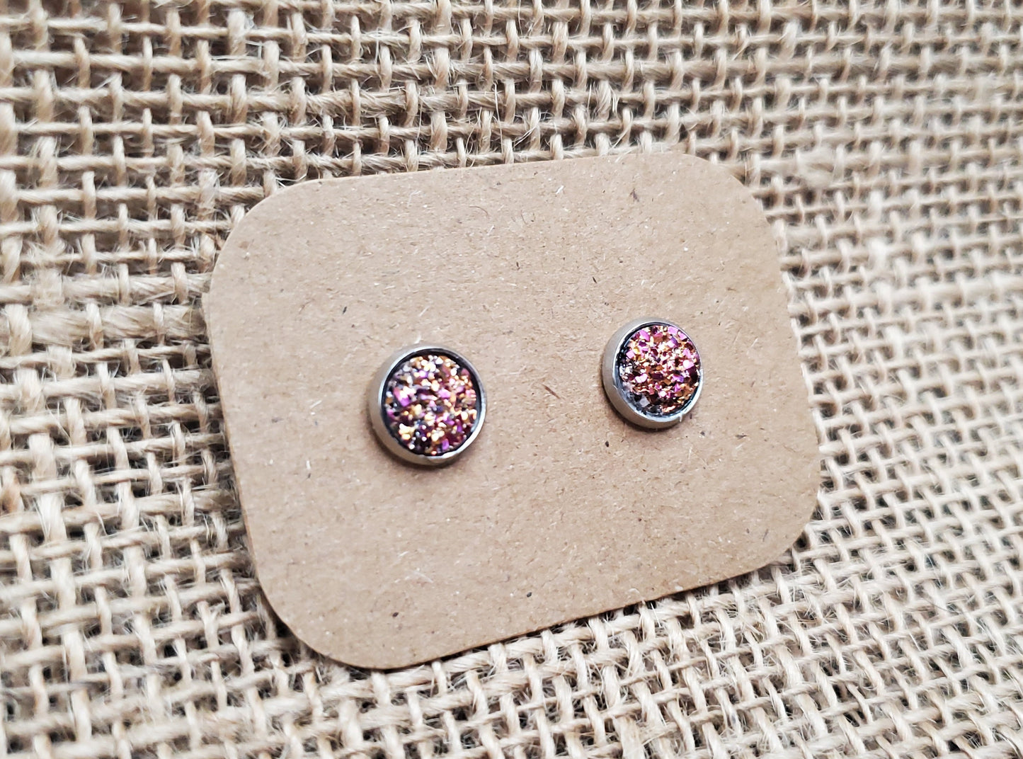 Rusty Wine Stud on Silver - 8mm