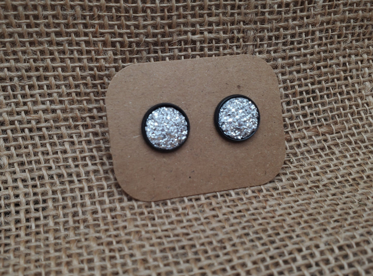 Silver Ice Stud on Black - 12mm