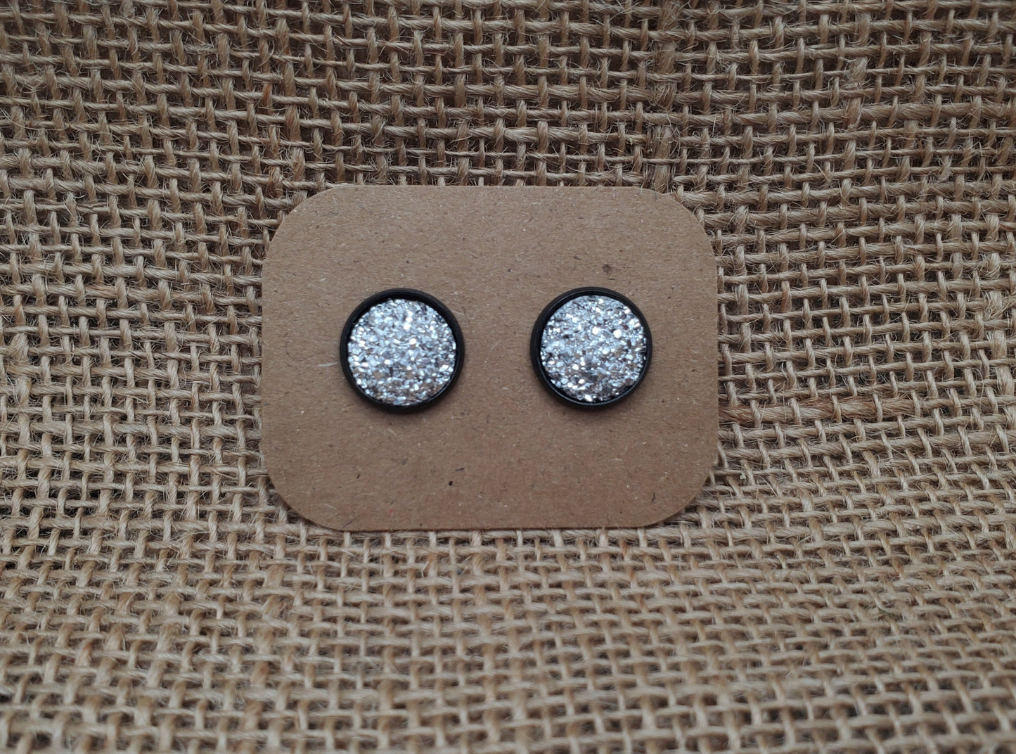 Silver Ice Stud on Black - 12mm