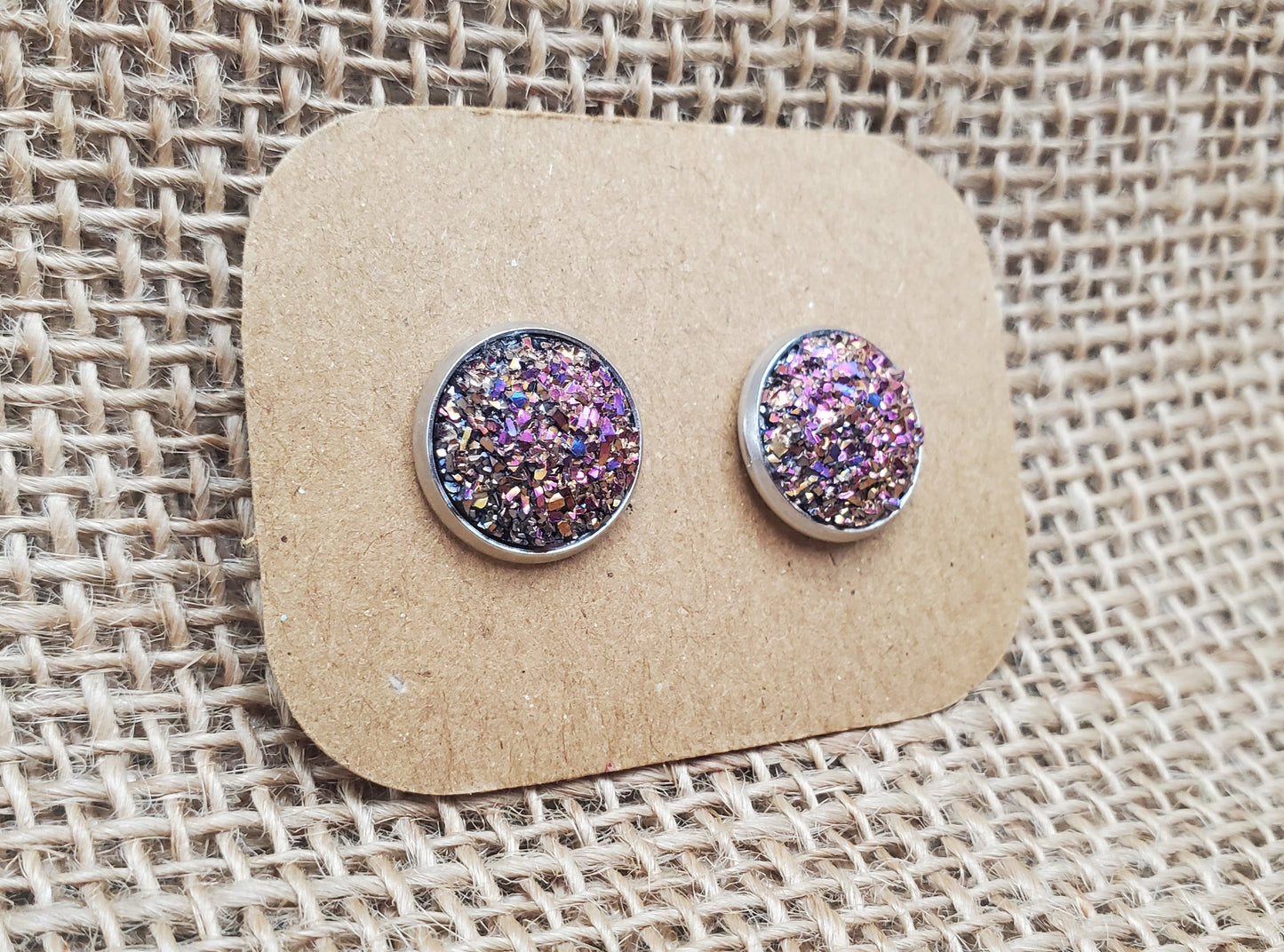 Rusty Wine Stud on Silver - 12mm