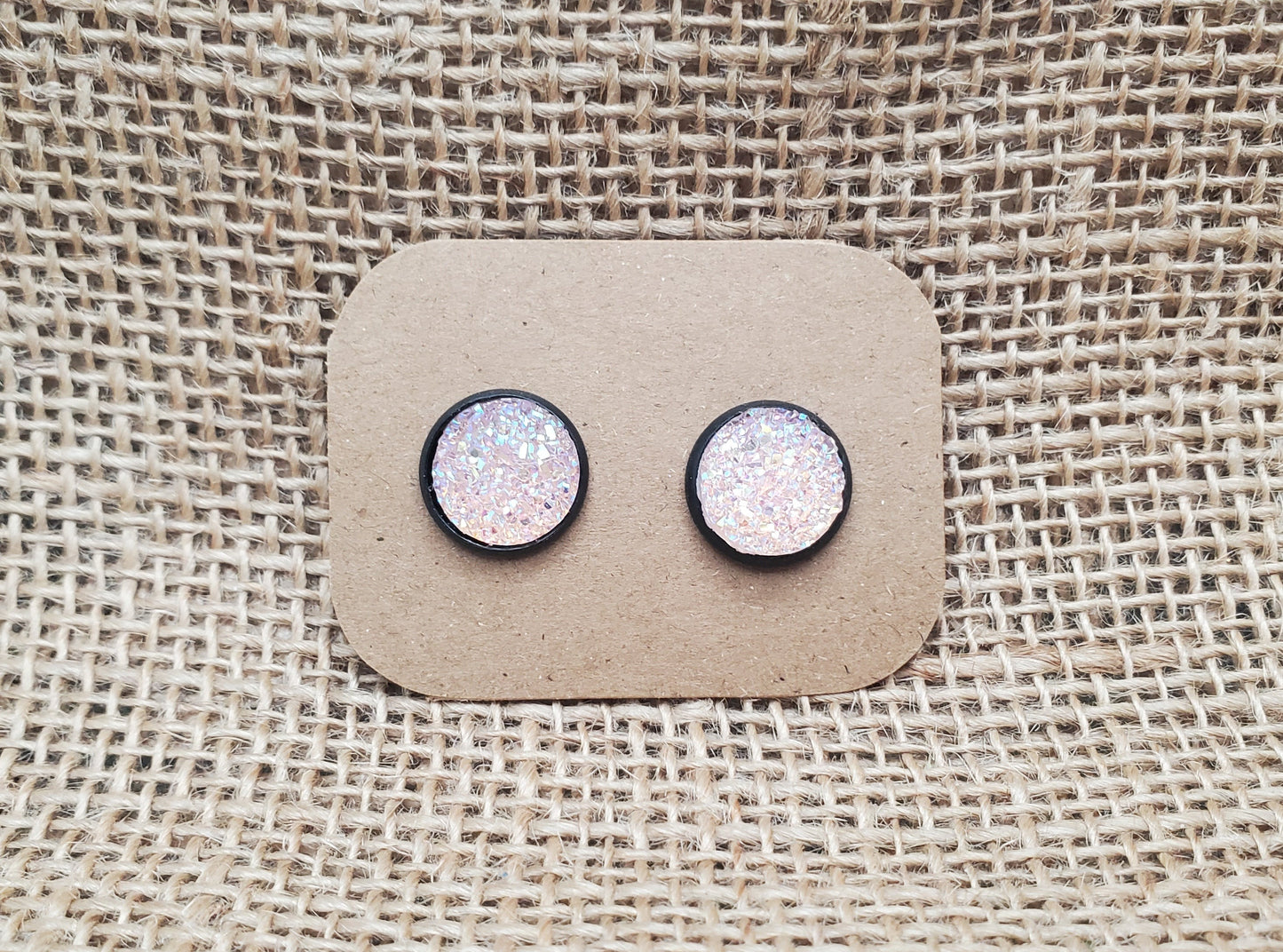 Pink Grapefruit Stud on Black - 12mm