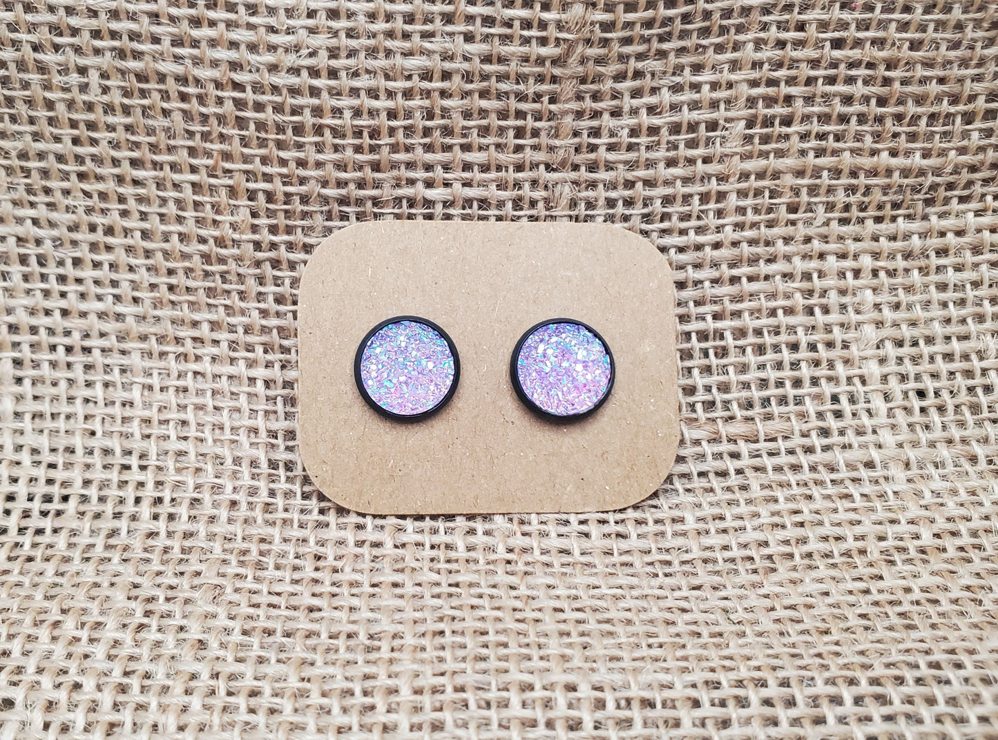Purple Stud on Black - 12mm