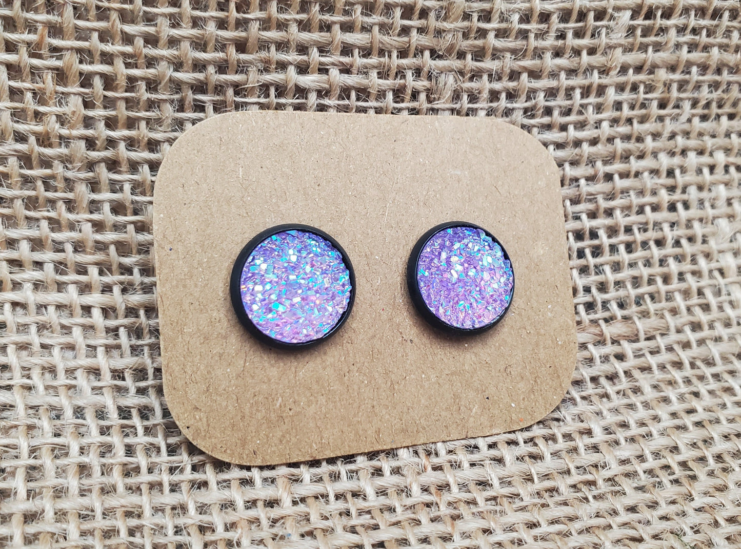 Purple Stud on Black - 12mm
