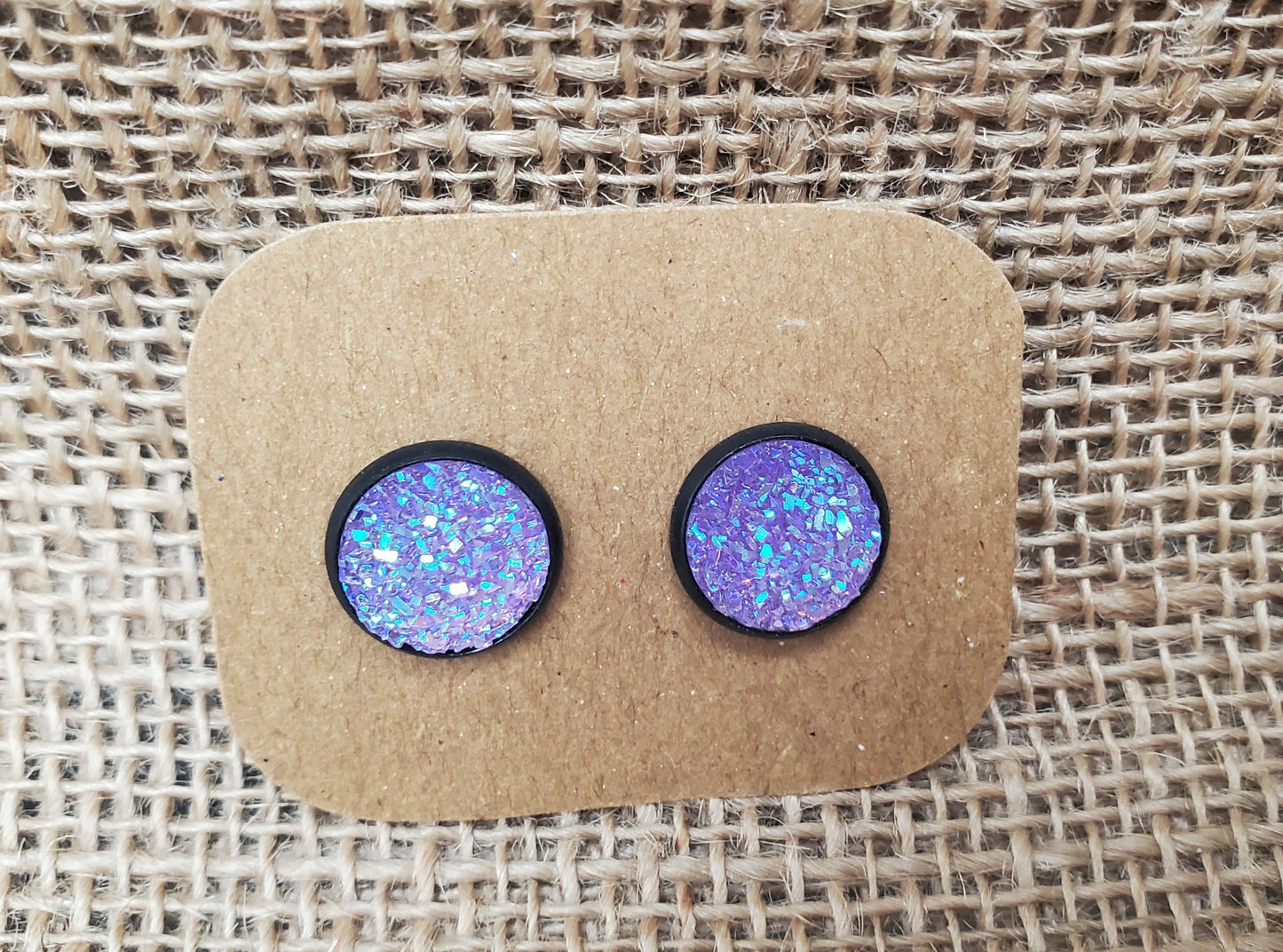Purple Stud on Black - 12mm