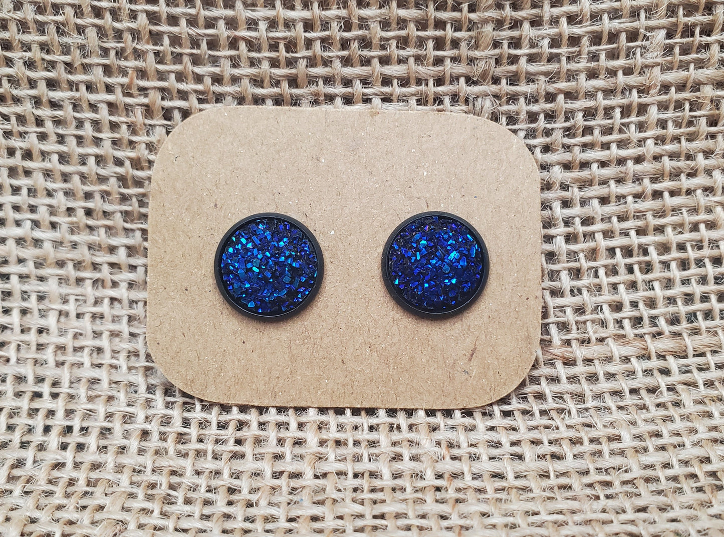 Midnight Blue Stud on Black - 12mm