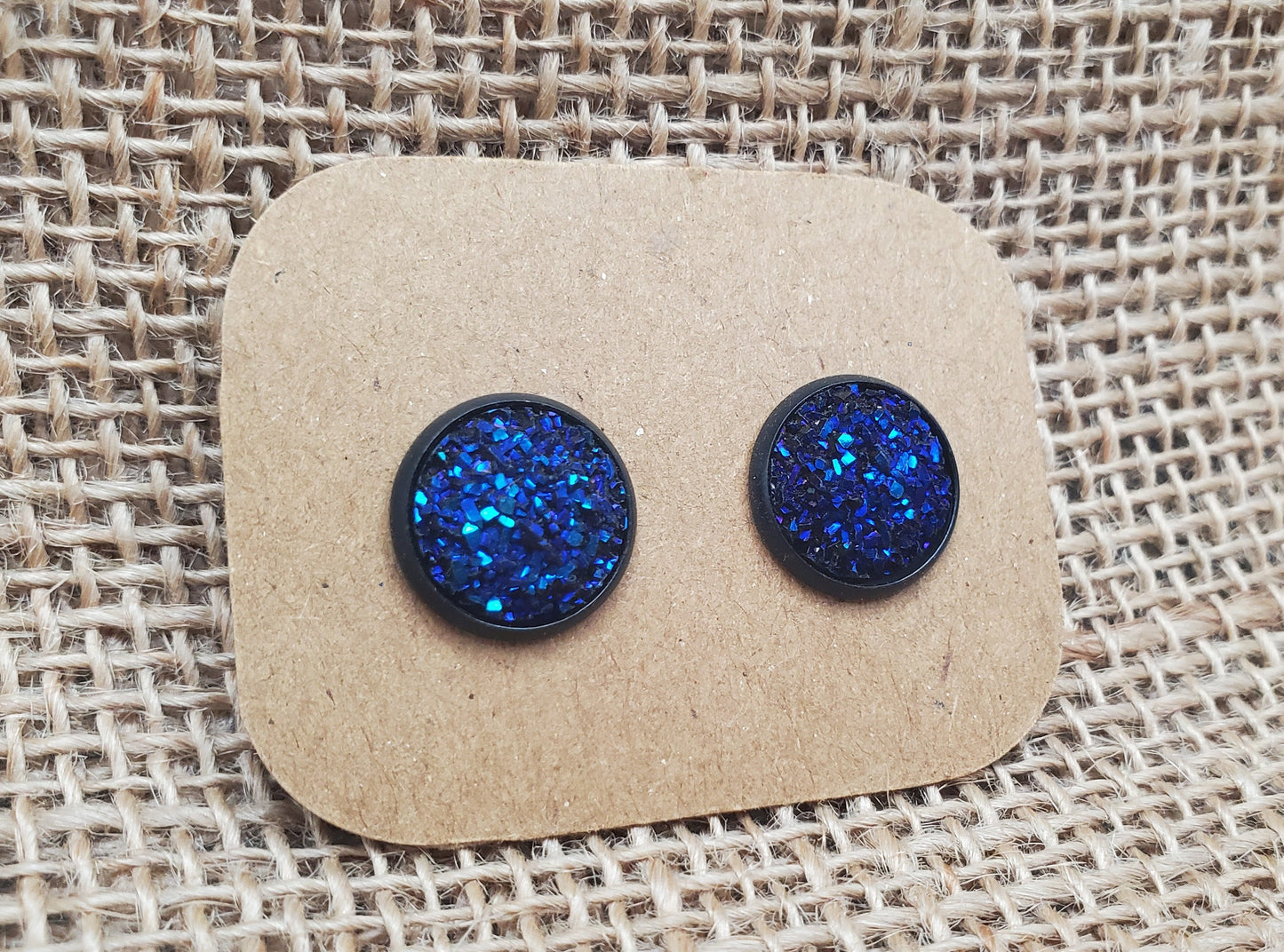 Midnight Blue Stud on Black - 12mm