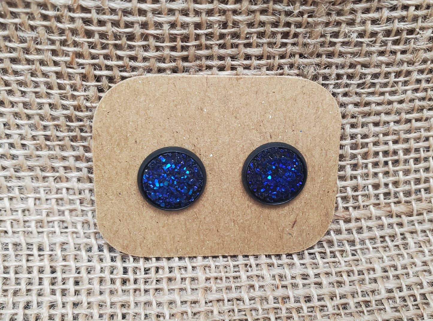 Midnight Blue Stud on Black - 12mm