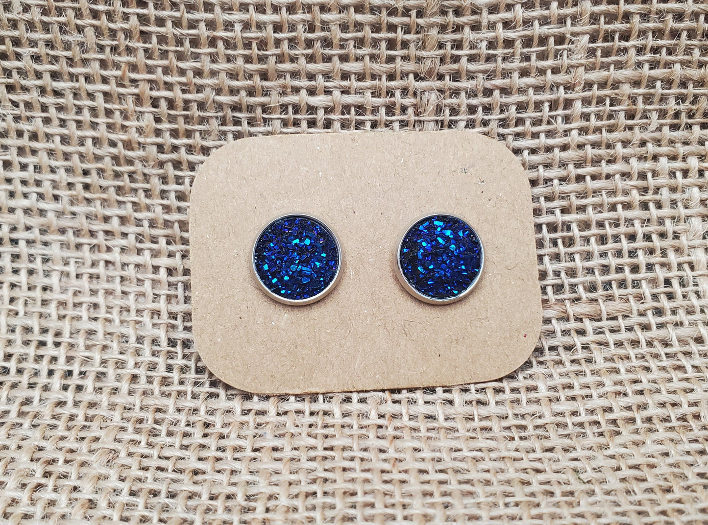 Midnight Blue Stud on Silver - 12mm