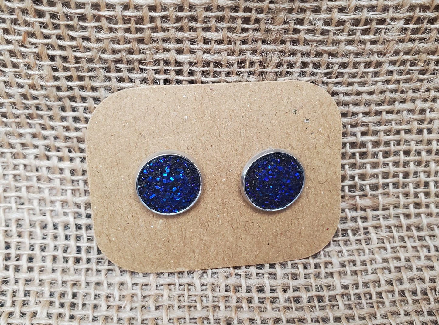 Midnight Blue Stud on Silver - 12mm