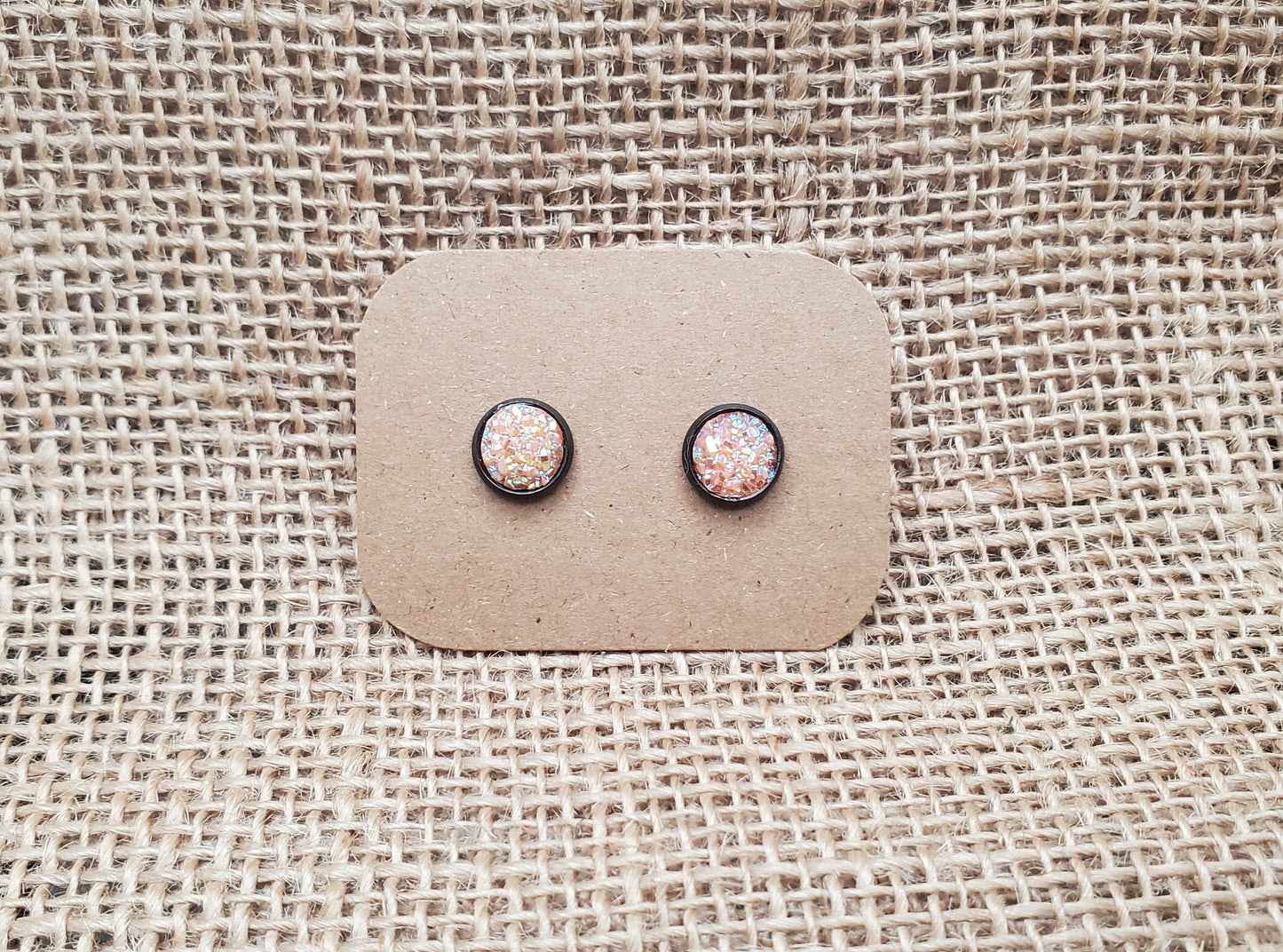 Tangerine Stud on Black - 8mm