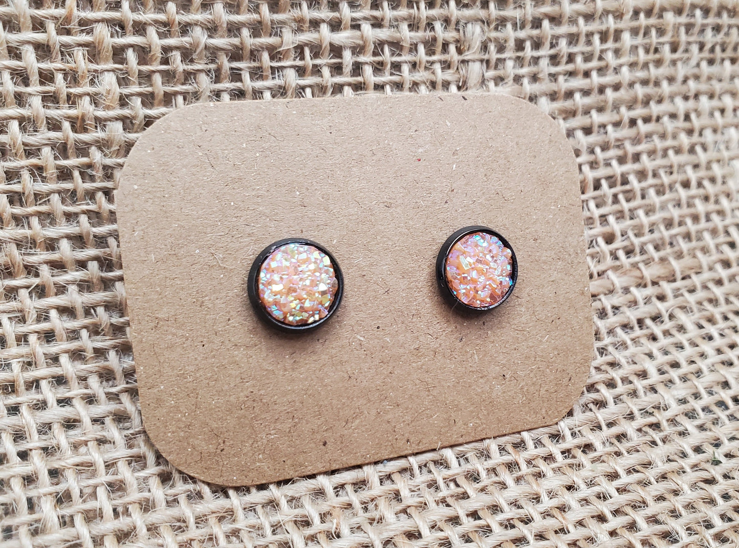Tangerine Stud on Black - 8mm