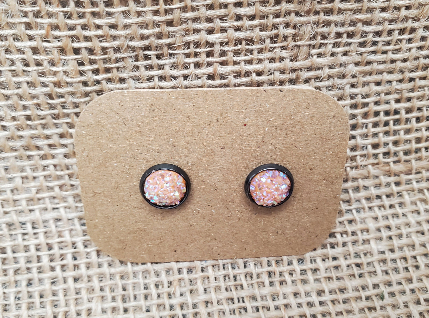 Tangerine Stud on Black - 8mm