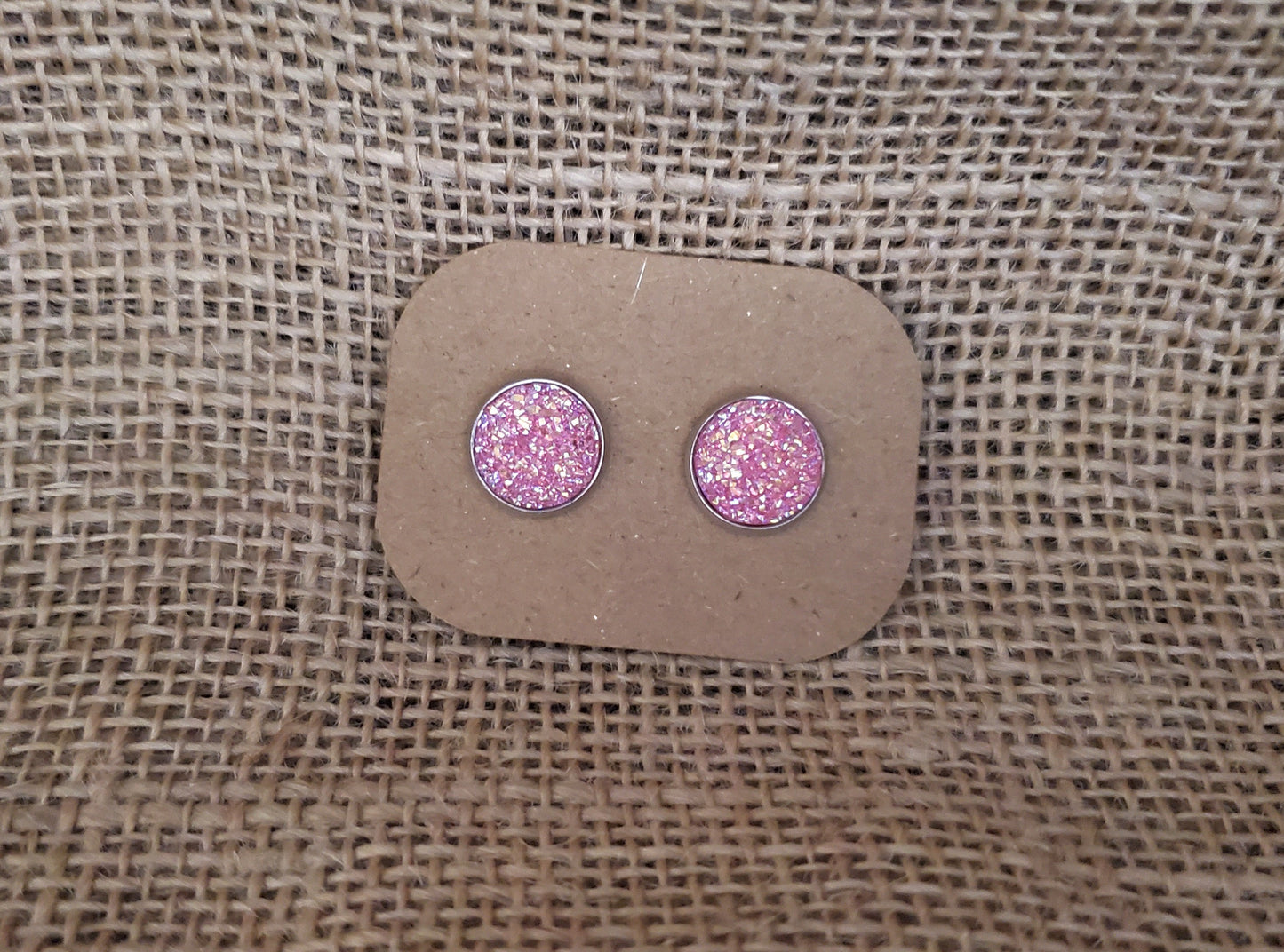 Bubble Gum Stud on Silver - 12mm