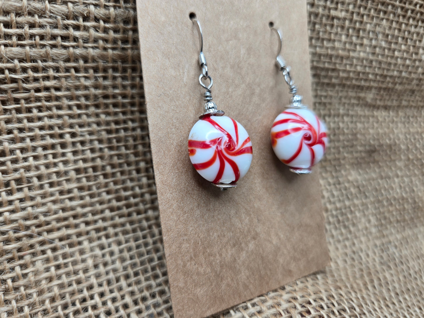 Glass Peppermint Earrings - A