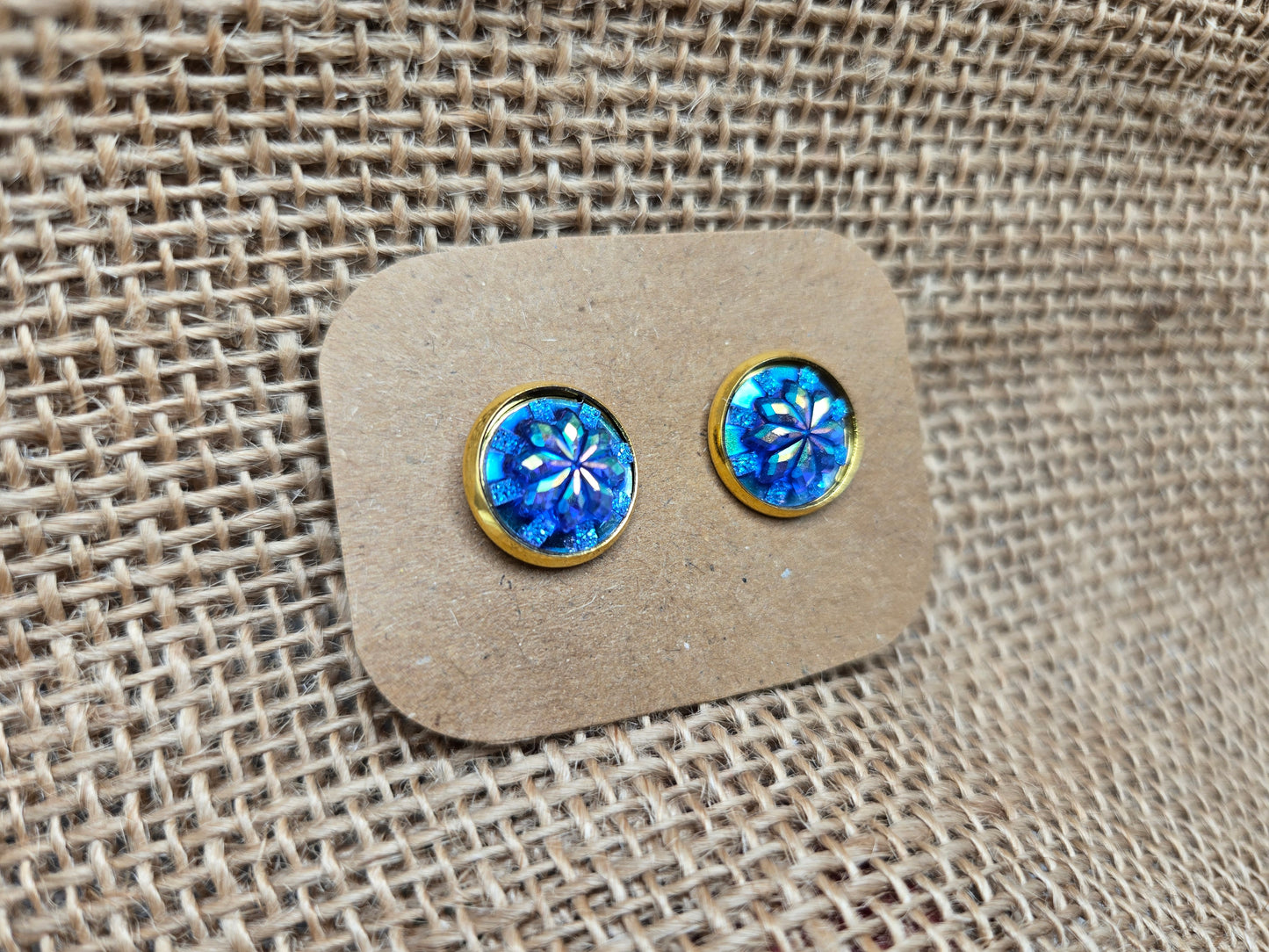 Blue Sunburst on Gold Tone