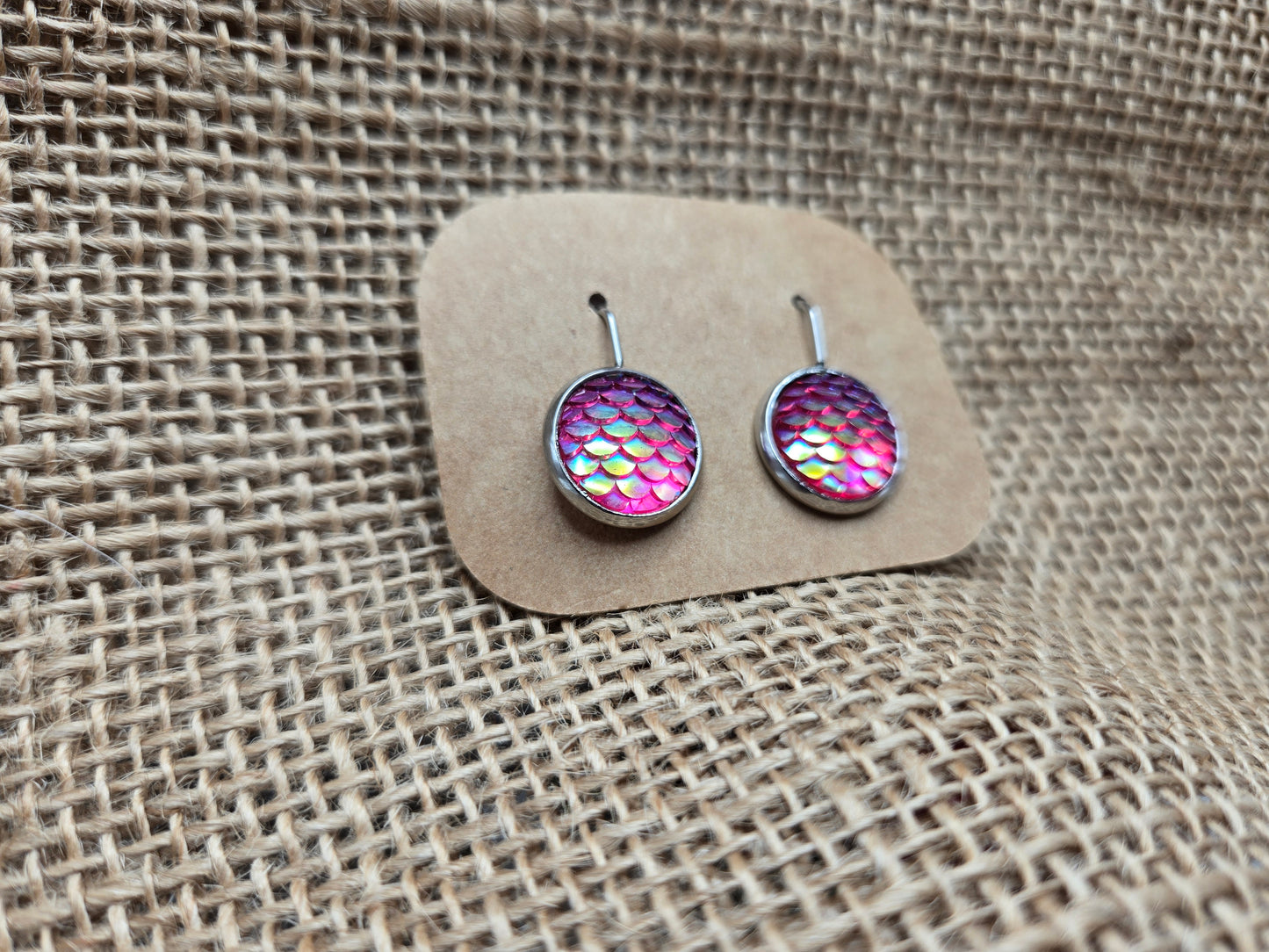 Hot Pink Mermaid Scales Dangle