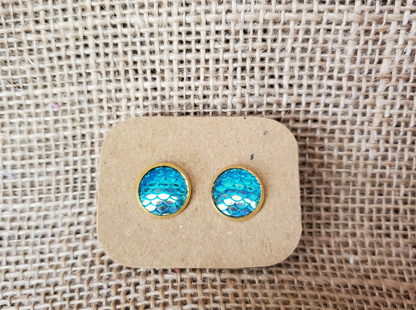 Blue /Green Mermaid Stud Earrings
