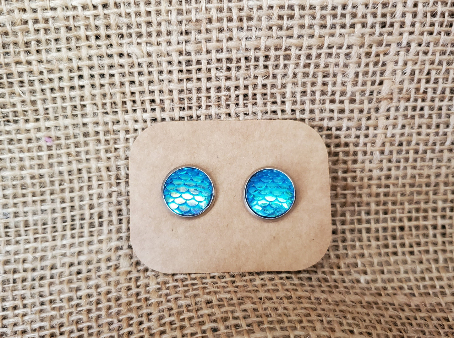 Blue Mermaid Stud Earrings