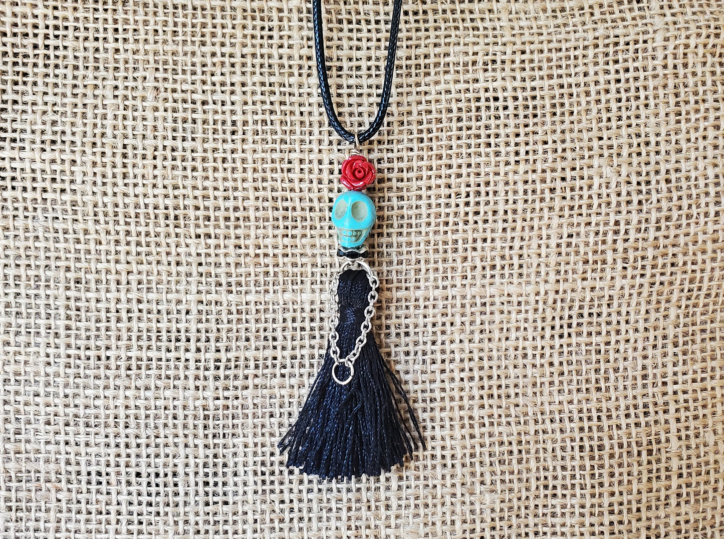 Skeleton Lady in Black Necklace - A