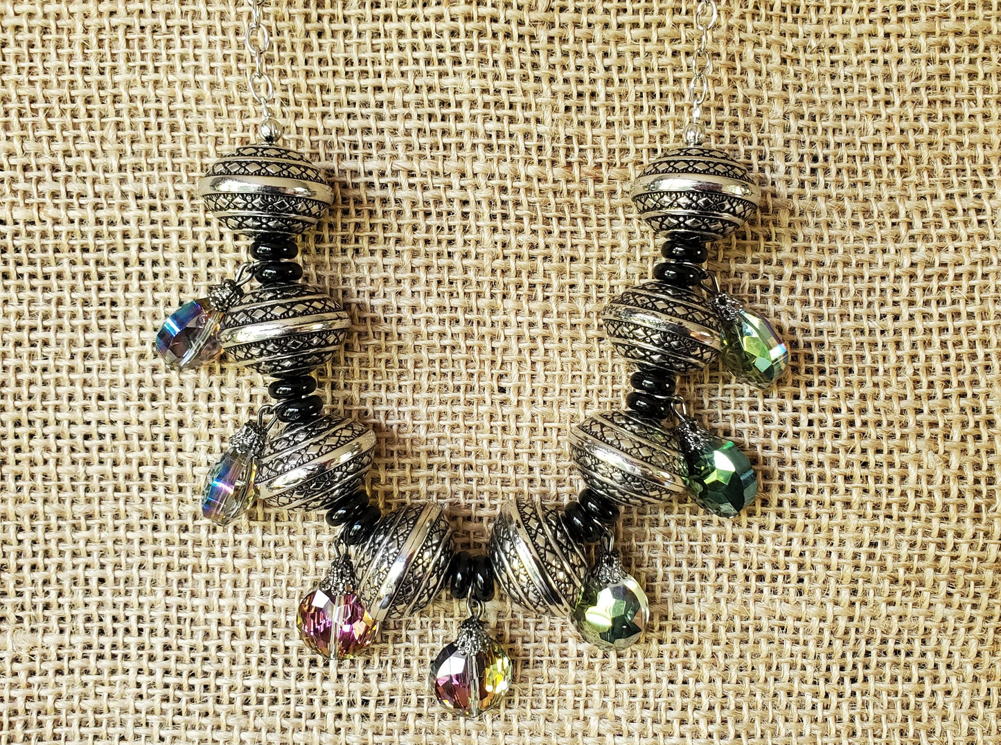Black and Silver Chained Necklace