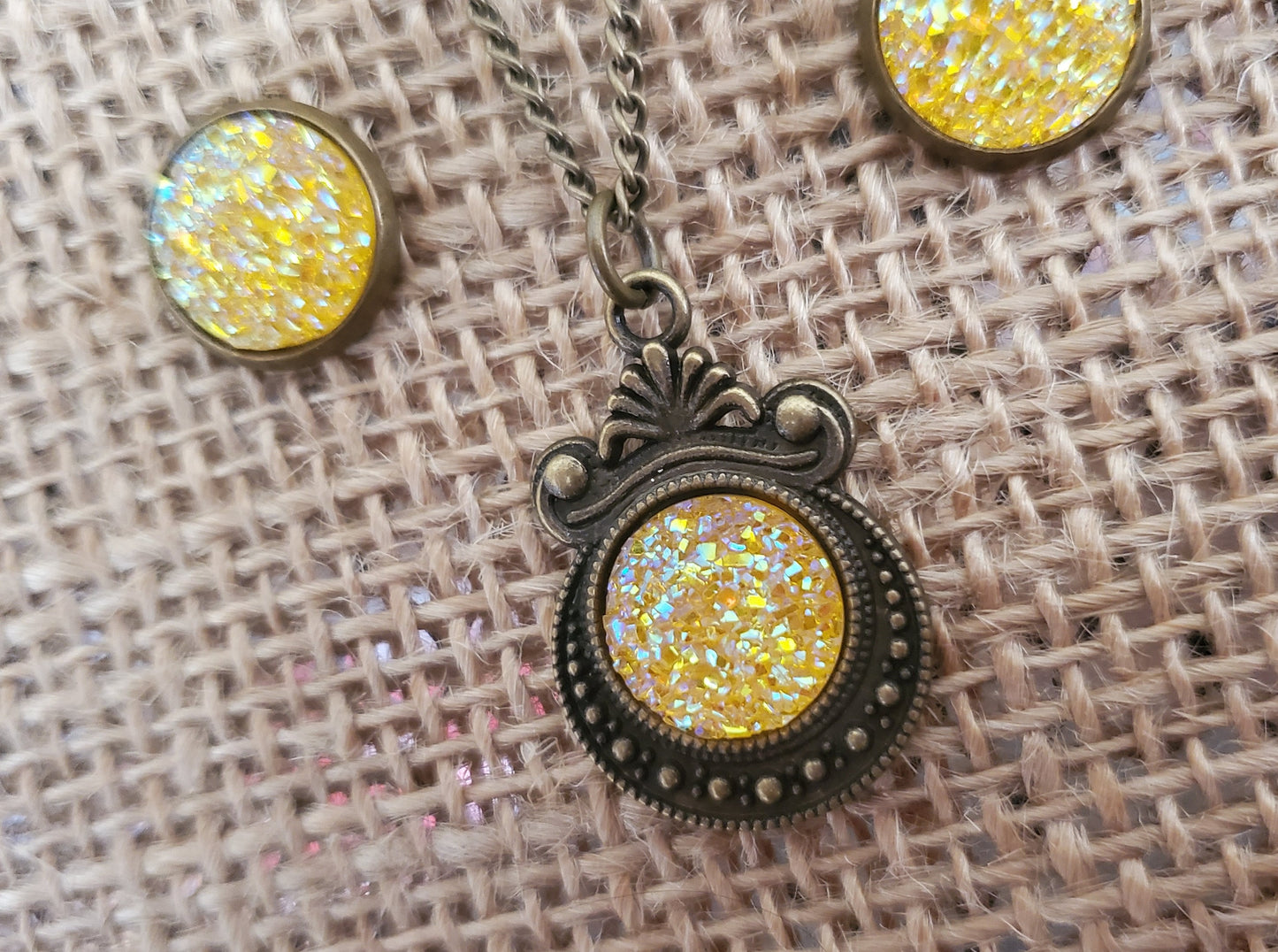 Lemon Druzy Set
