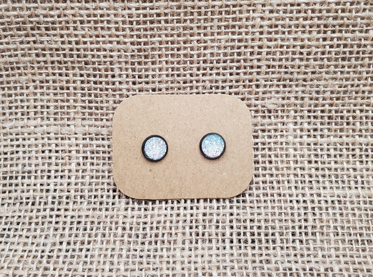 Iridescent Stud on Black - 8mm