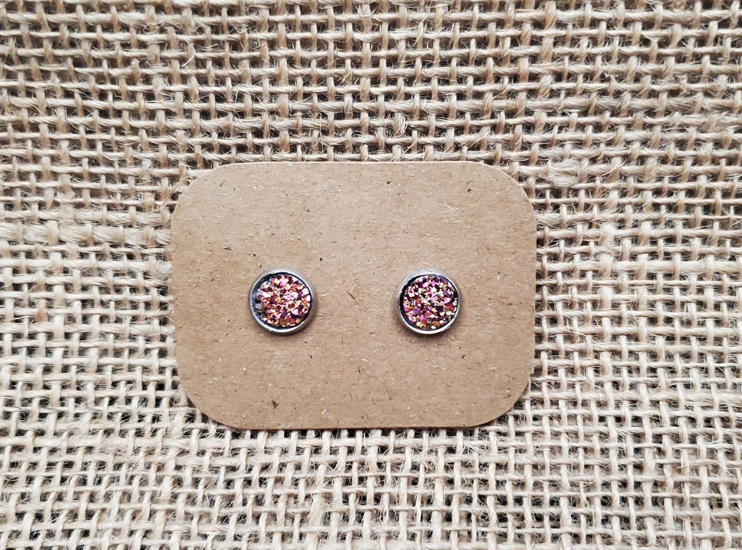 Rusty Wine Stud on Silver - 8mm