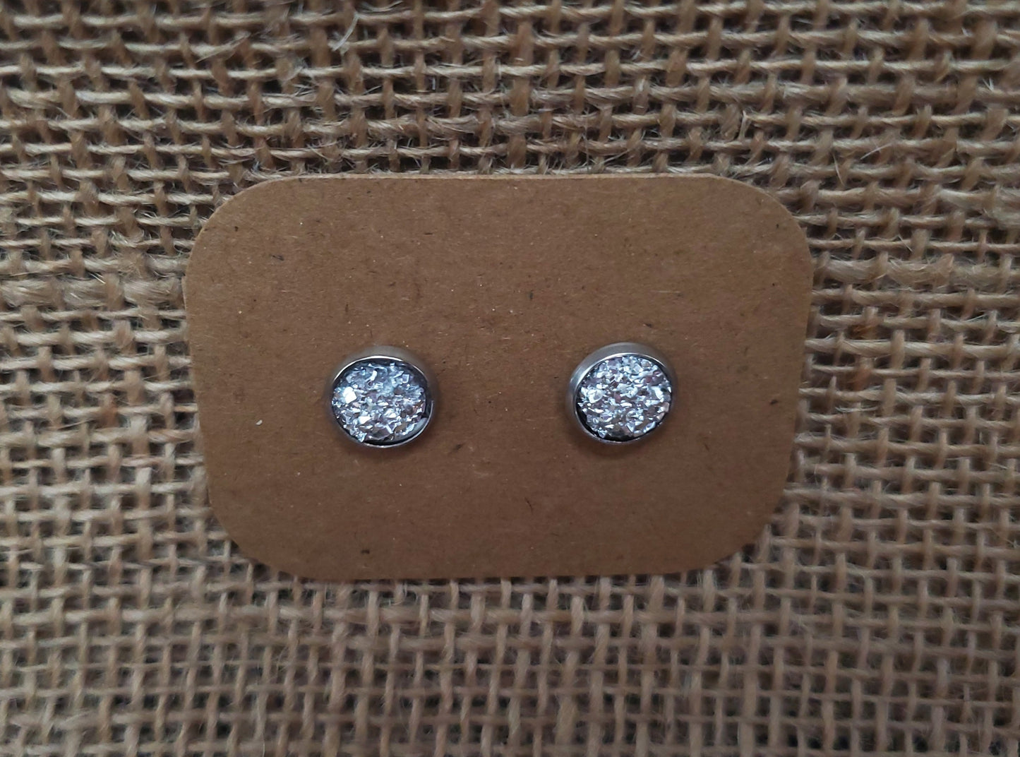 Silver Ice Stud on Silver - 8mm