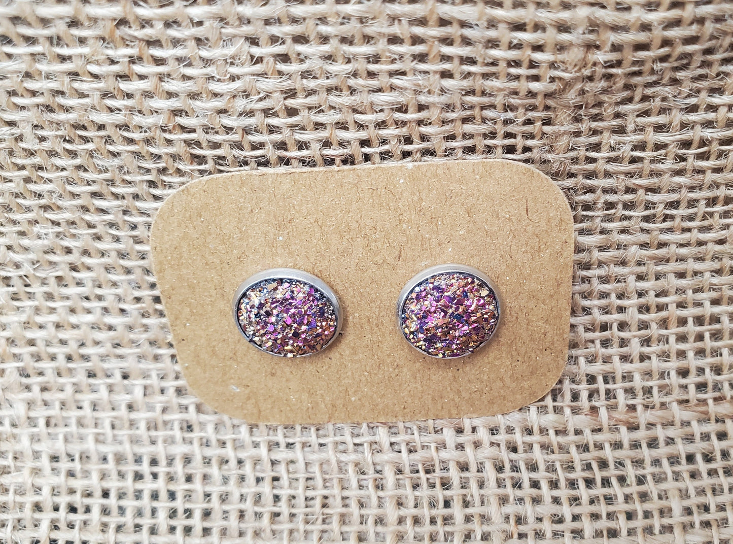 Rusty Wine Stud on Silver - 12mm