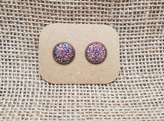 Rusty Wine Stud on Bronze  - 12mm