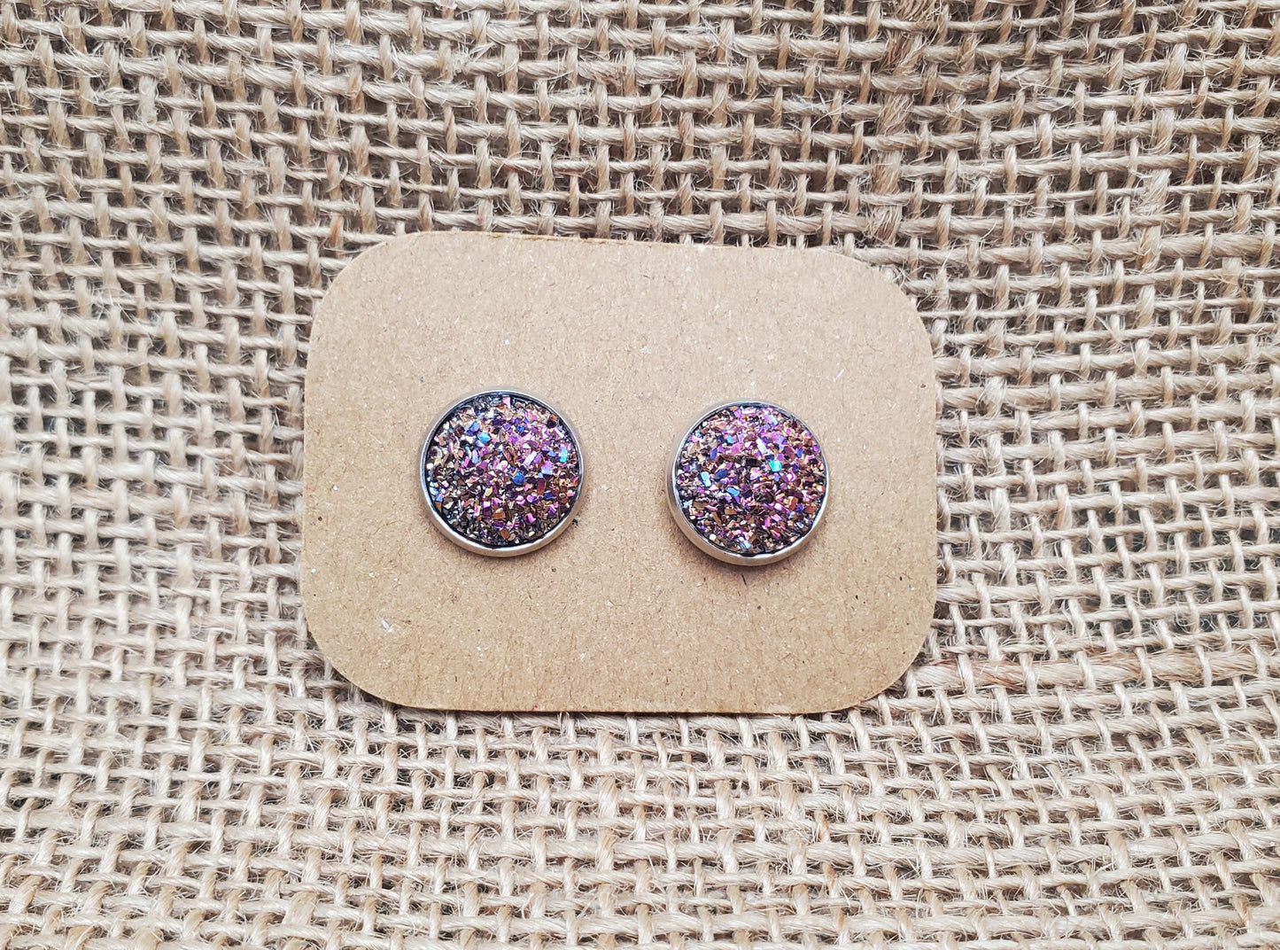 Rusty Wine Stud on Silver - 12mm