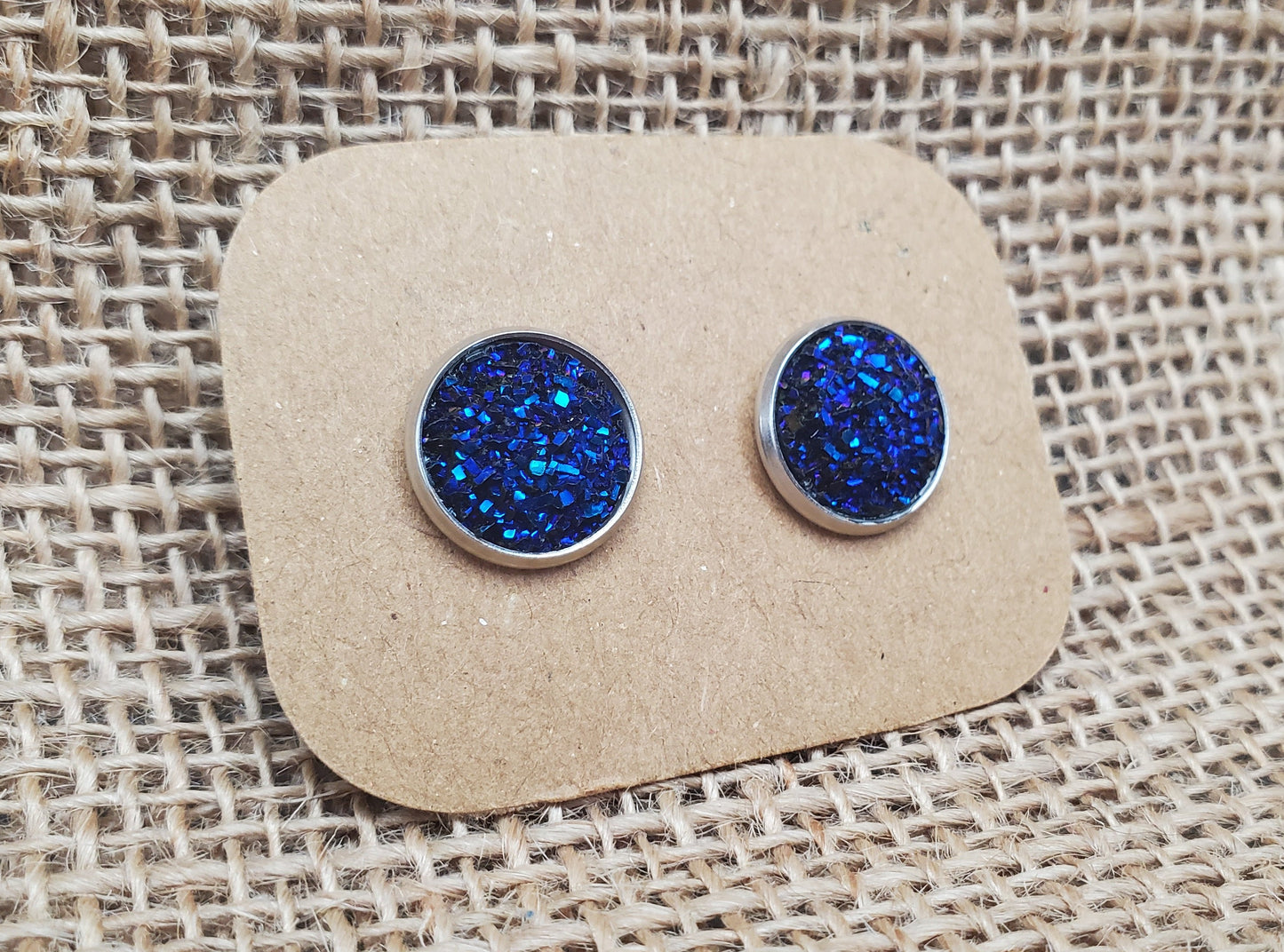 Midnight Blue Stud on Silver - 12mm