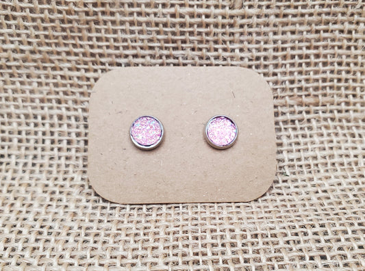 Bubble Gum Stud on Silver- 8mm
