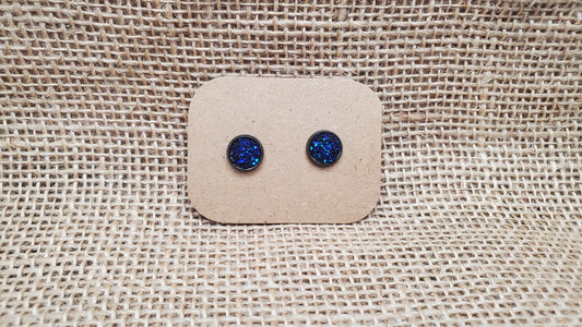 Midnight Blue Stud on Black - 8mm