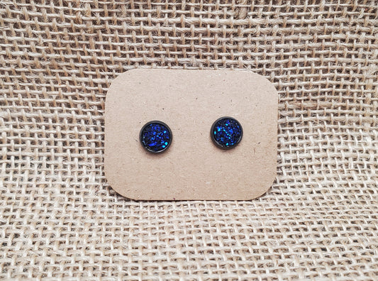 Midnight Blue Stud on Black - 8mm