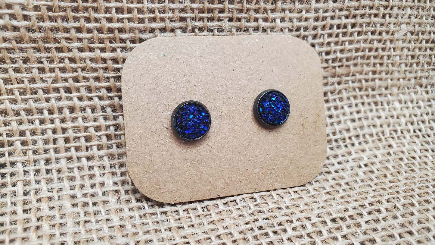 Midnight Blue Stud on Black - 8mm