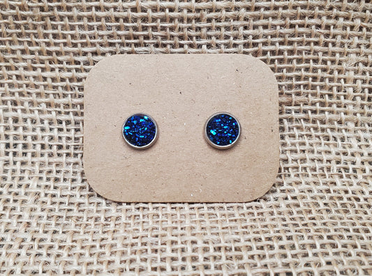 Midnight Blue Stud on Silver- 8mm