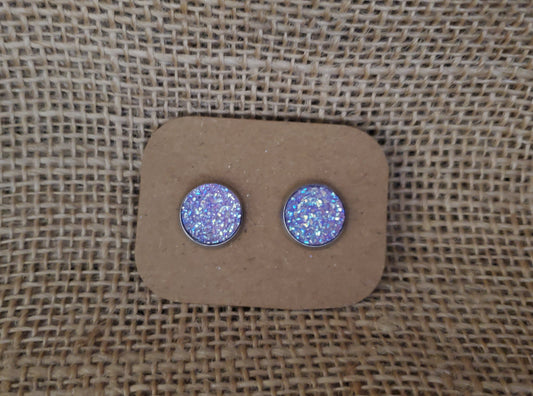Purple Stud on Silver - 12mm