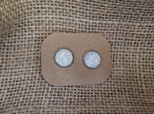 Iridescent Stud on Silver - 12mm