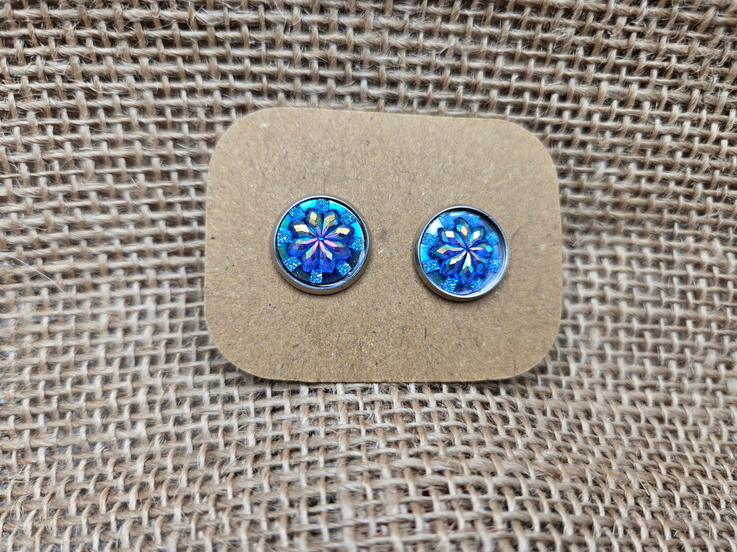 Blue Sunburst on Silver Tone