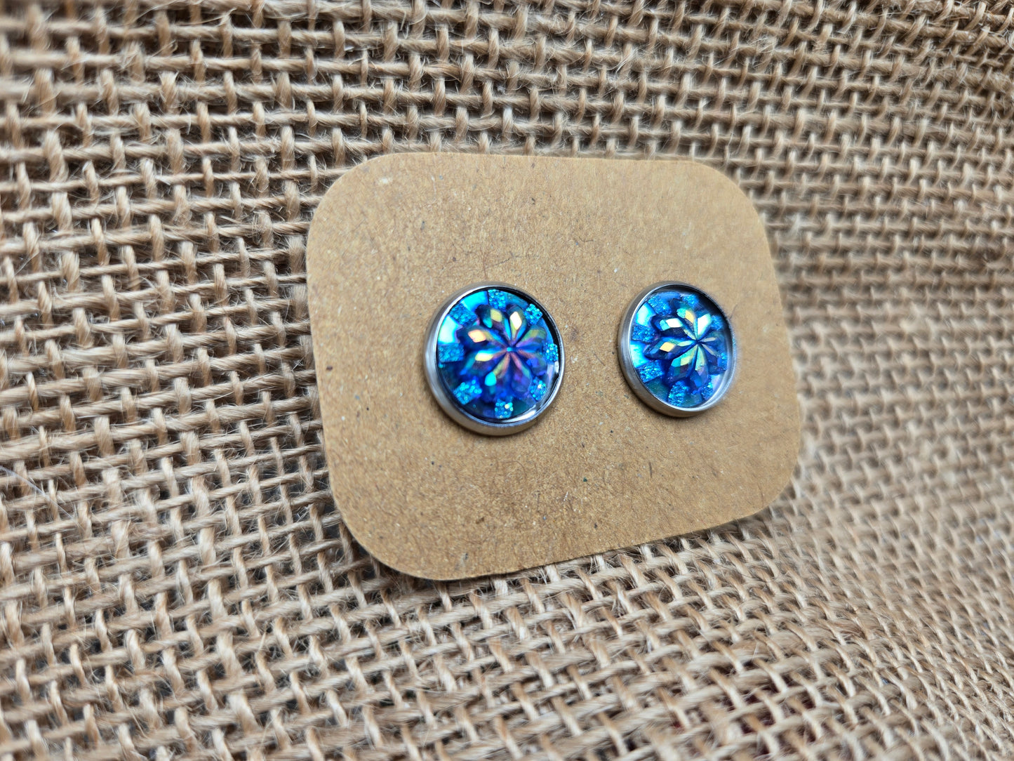 Blue Sunburst on Silver Tone