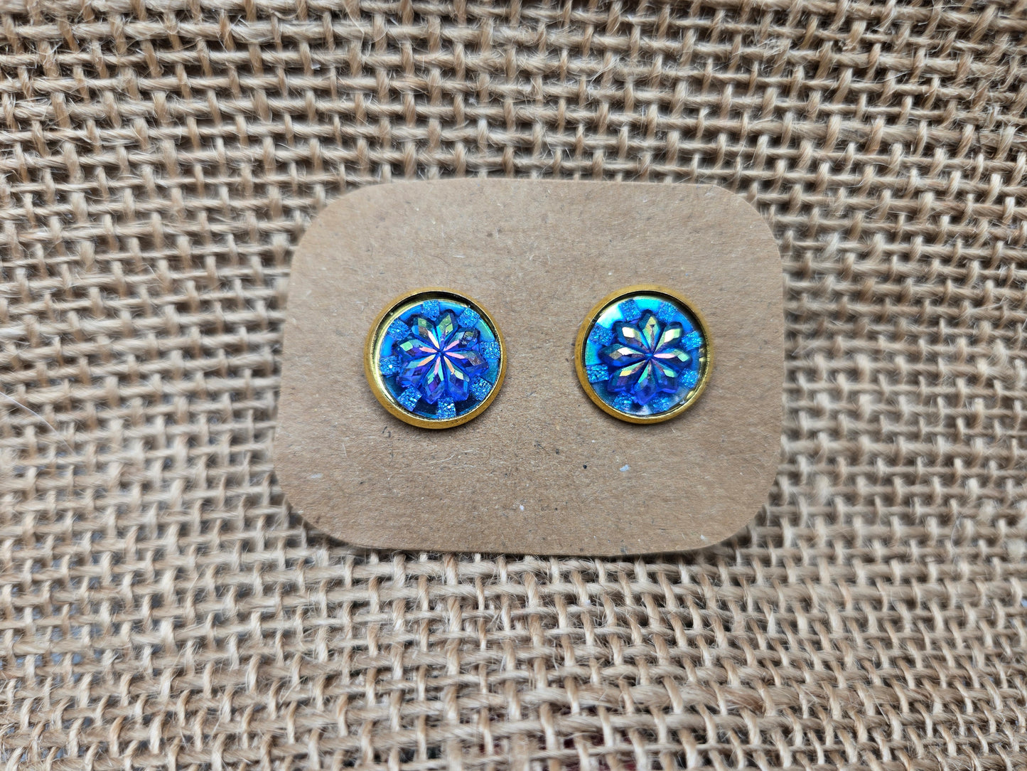 Blue Sunburst on Gold Tone