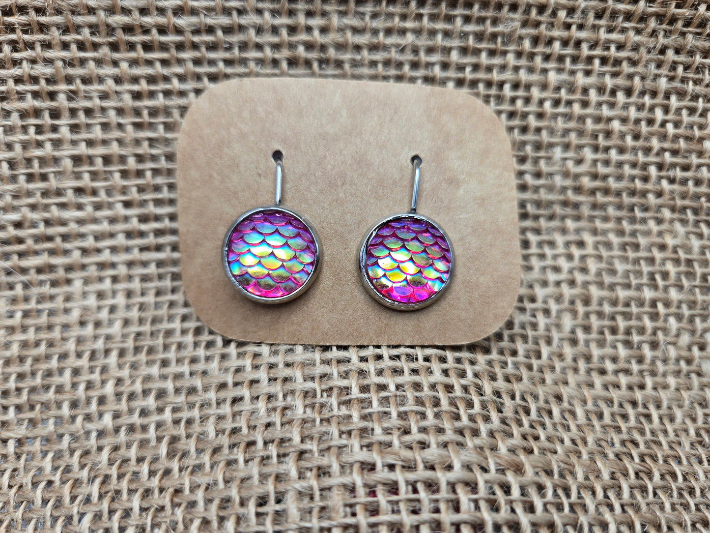 Hot Pink Mermaid Scales Dangle