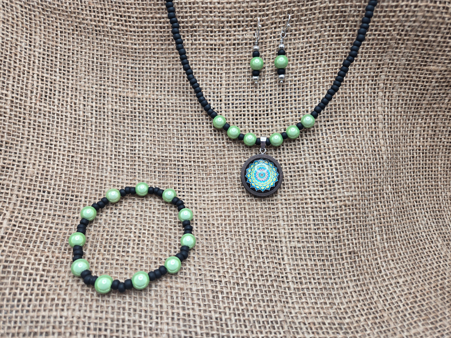 Lime and Black 3pc Necklace Set